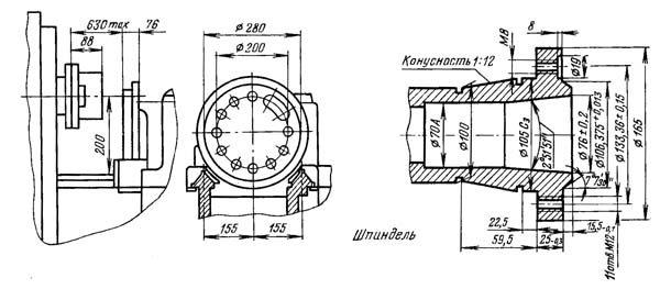 Габарит робочого простору токарно-револьверного верстата 1К341 1К341 Габарит робочого простору токарно-револьверного верстата